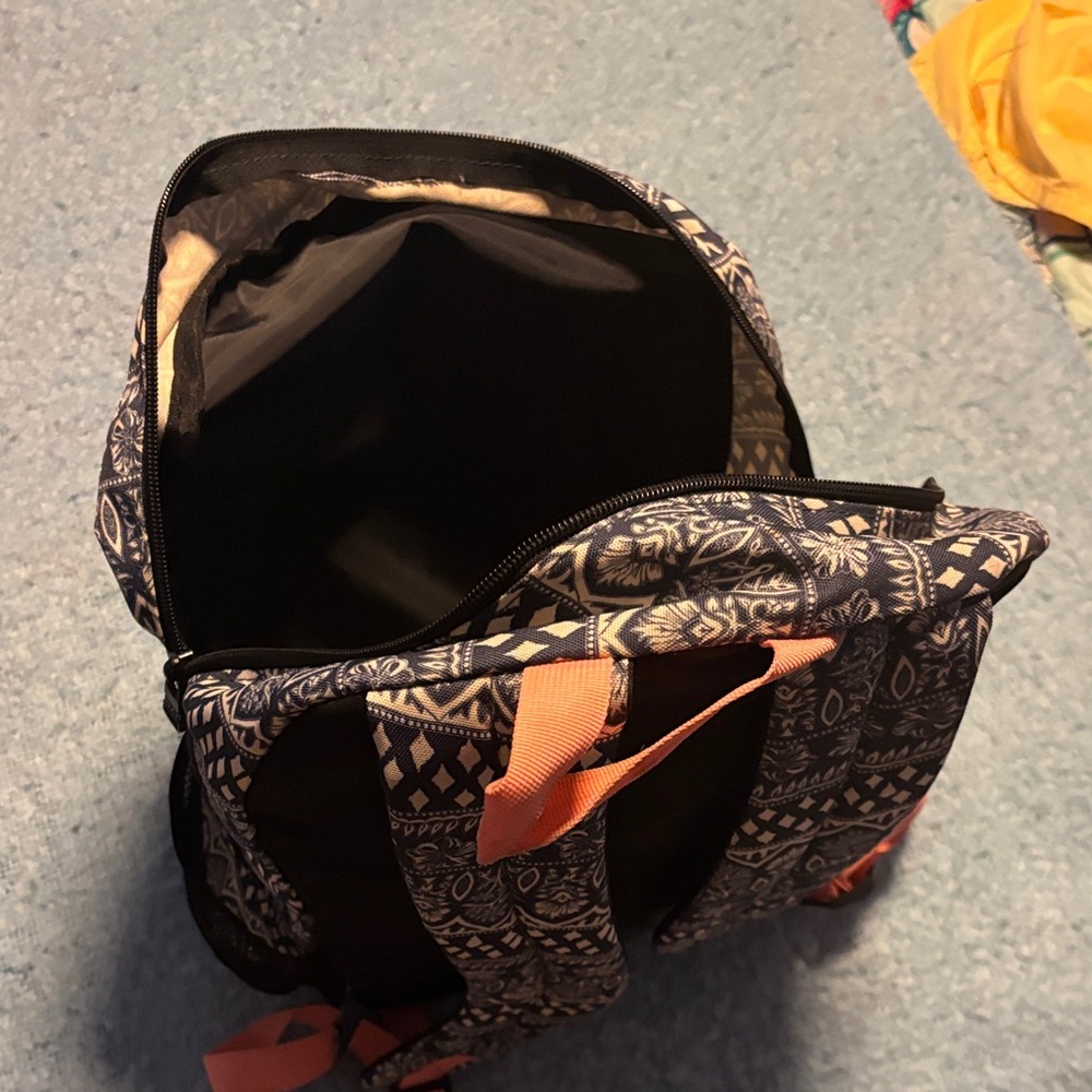 Roxy Black And Orange Patterned Backpack - image 8